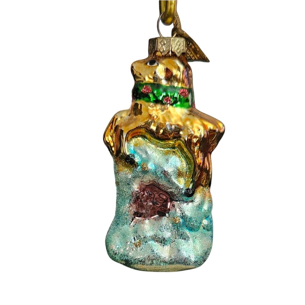 Thomas Pacconi Glass Christmas Ornament Reindeer Chimney Glitter